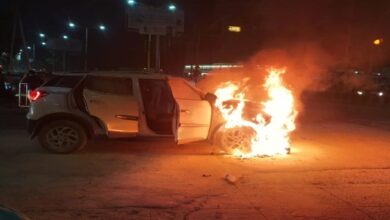 aurangabad burning car at baba petrol pump
