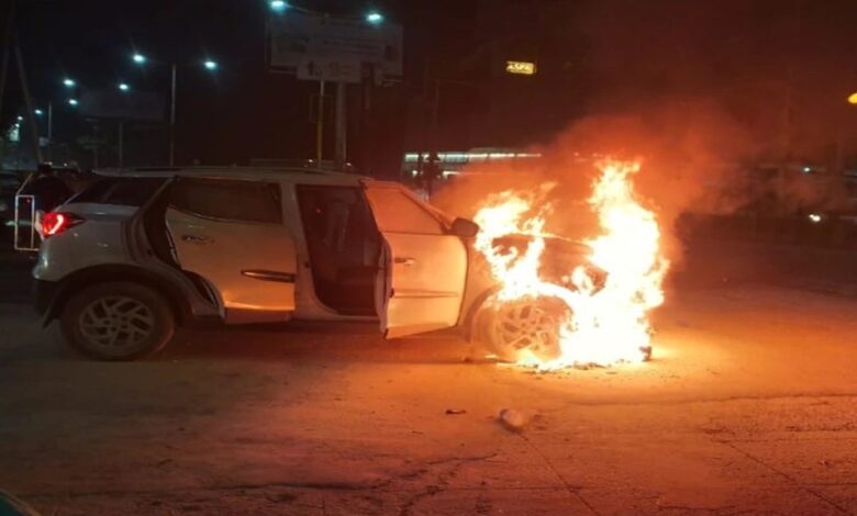 aurangabad burning car at baba petrol pump